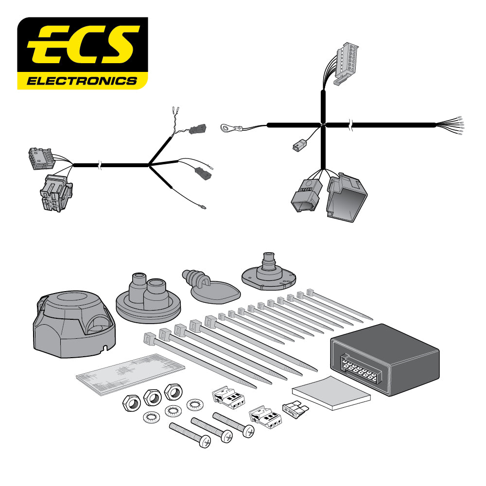 Towtrust Fixed Flange Towbar For VW Tiguan SUV 2016 On and 7 Pin Car Wiring Kit