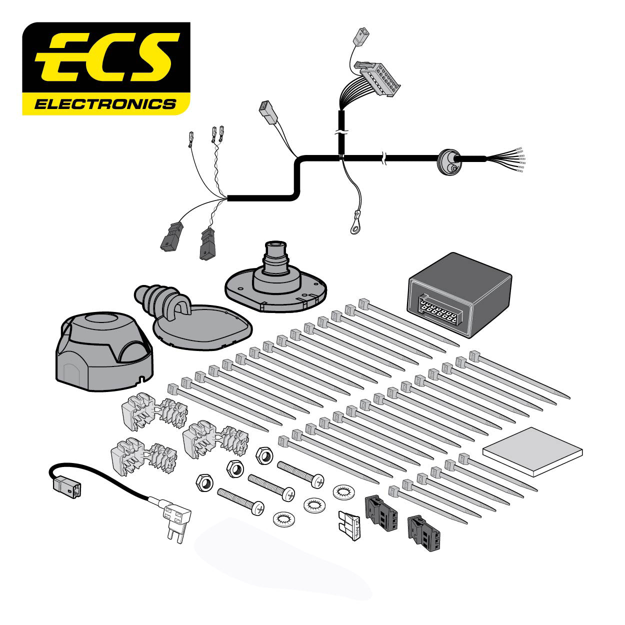 Westfalia Fixed Swan Towbar For Volkswagen Caddy Van 20 On and 7 Pin Car Wiring