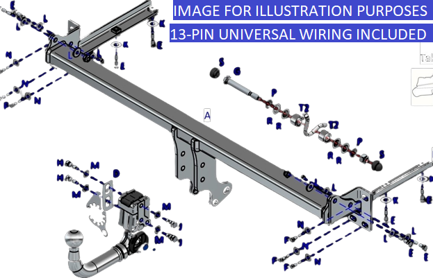 Towtrust Vertical Detachable Automotive Towbar + 13P Univ. Wiring For Honda CR - V SUV 2018-Onwards