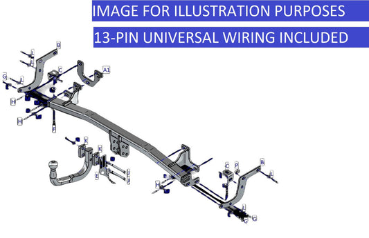 Towtrust Swan Neck Towbar + 13P Univ. Wiring For Citroen DS3 Crossback Hatchback 2020-Onwards
