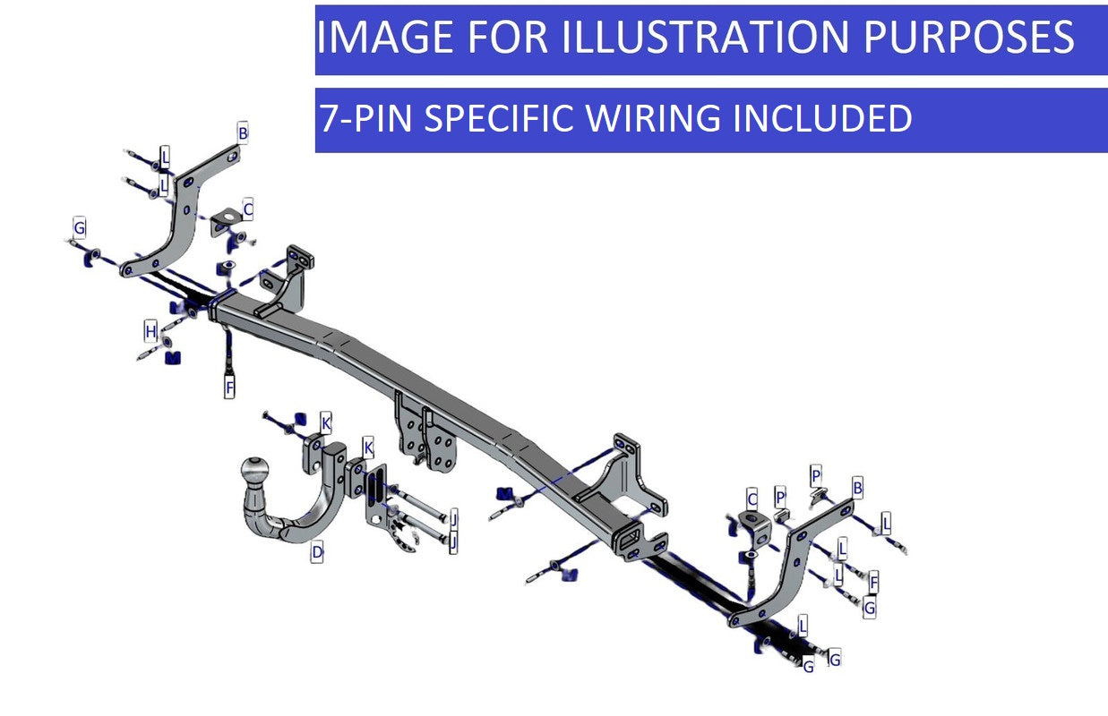 Towtrust Swan Neck Towbar For Peugeot 208 Hatchback 2020 On and 7 Pin Car Wiring