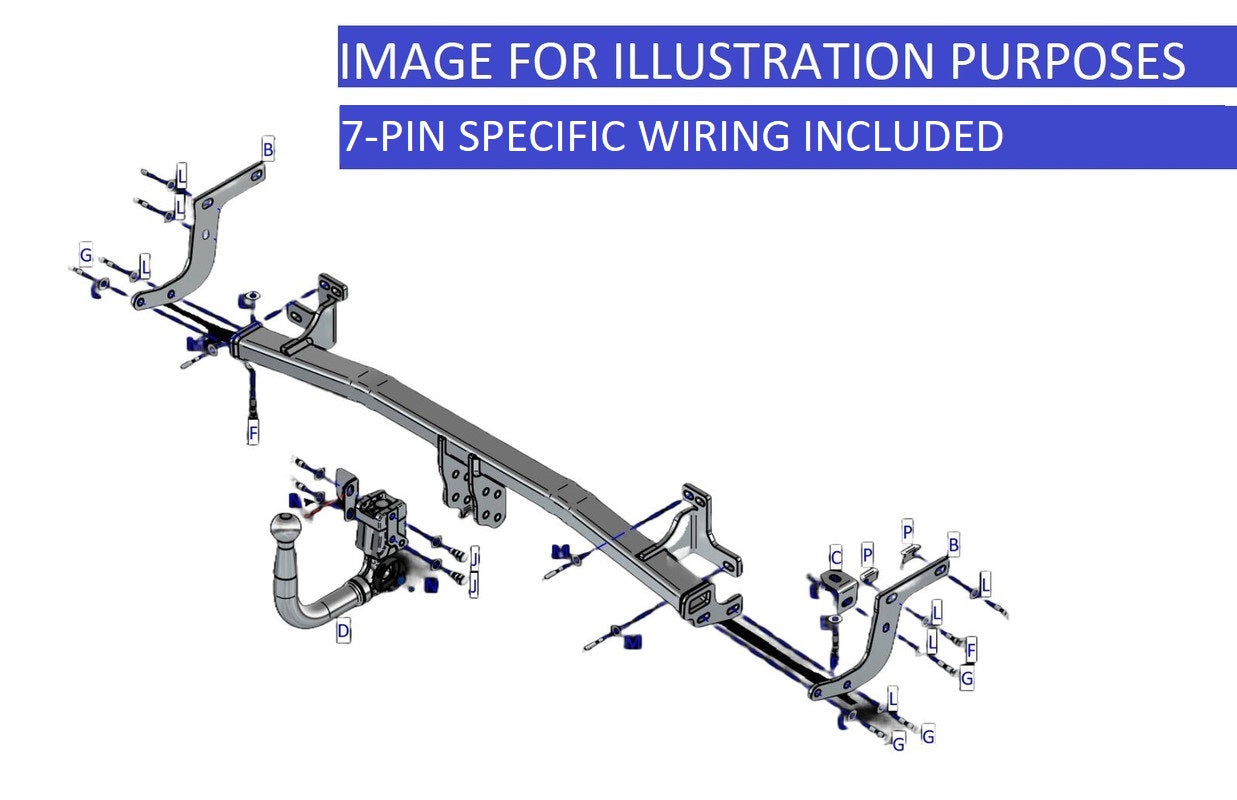 Towtrust Vertical Detachable Towbar For Peugeot 208 20 On and 7 Pin Car Wiring