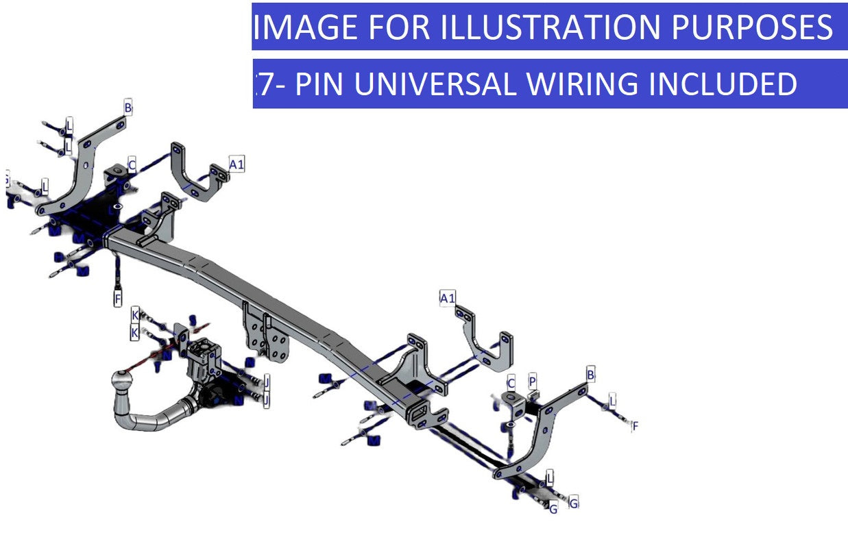 Towtrust Vertical Detachable Towbar + 7P Univ. Wiring For Citroen DS3 Crossback Hatchback 2020-On