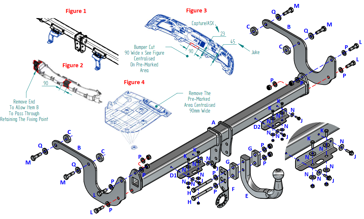 Towtrust Swan Neck Auto Towbar For Mitsubishi ASX 2023-On incl. Hybrid and PHEV