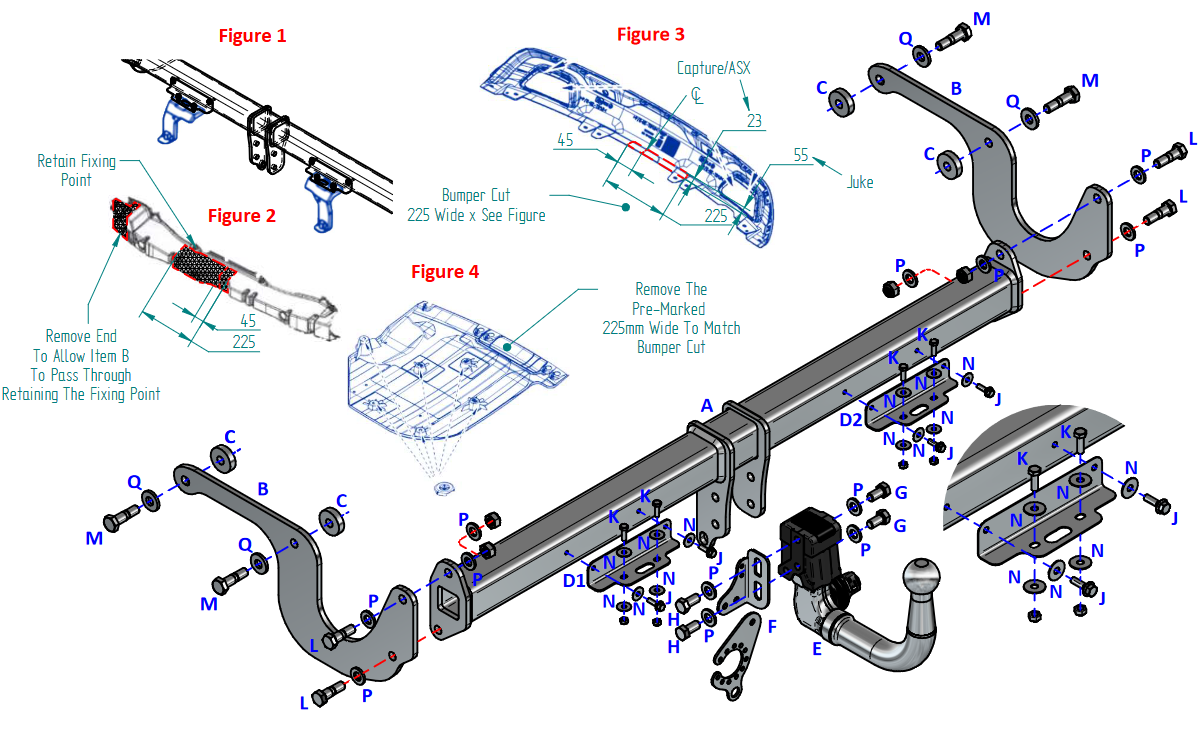 Towtrust Vertical Detach Swan Neck Towbar For Mitsubishi ASX 2023-On Hybrid/PHEV