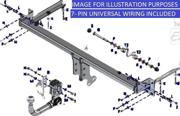 Towtrust Vertical Detachable Automotive Towbar + 7P Univ. Wiring For Honda CR - V SUV 2018-Onwards
