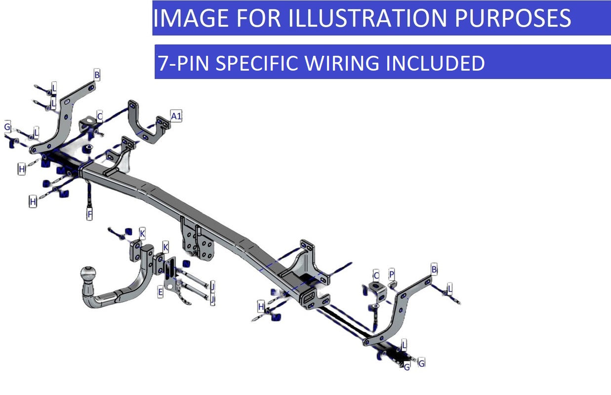 Towtrust Swan Neck Towbar For Peugeot 2008 SUV 2020 On and 7 Pin Car Wiring Kit