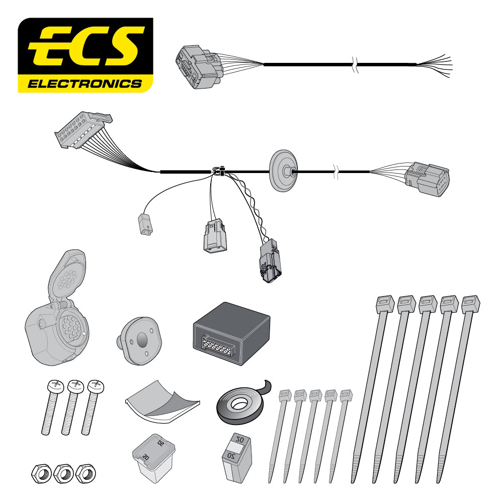 13 Pin Car Specific Wiring Harness For Ford Transit Chassis Cab 2016-Onwards