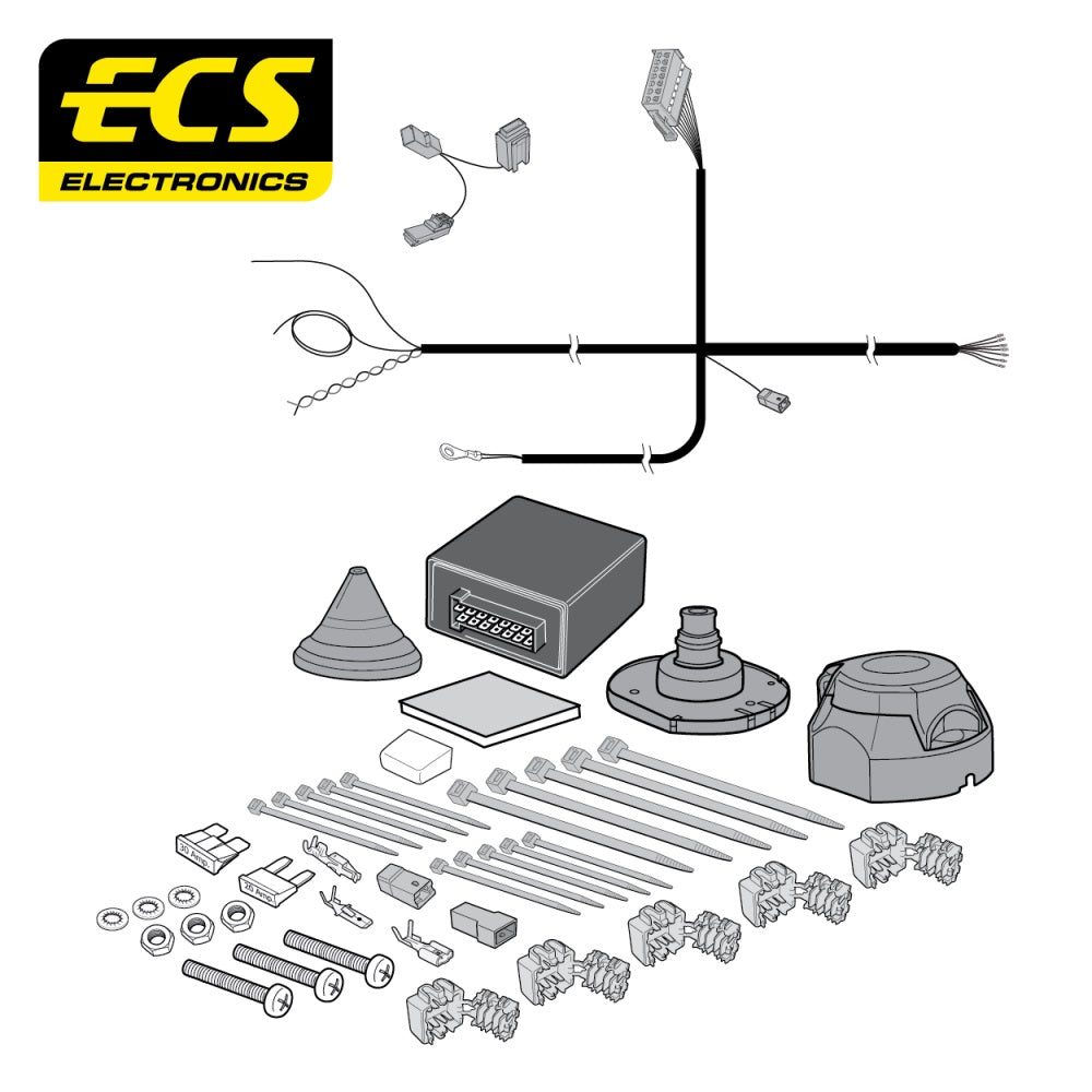 ECS 7 Pin Car Towbar Electrics Wiring Kit For Peugeot Partner Van 2008-2018