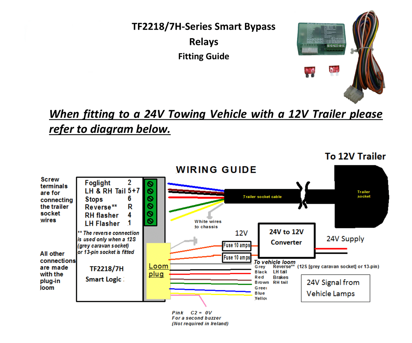 In Car Products Universal 7 Pin Towbar Wiring Connection Kit With ByPass Relay